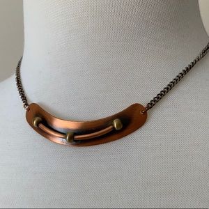 VTG Mid Century Modern Copper Bar Choker Necklace